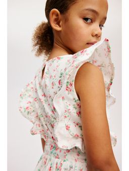 H&M - Girls White Flounce-Trimmed Cotton Top