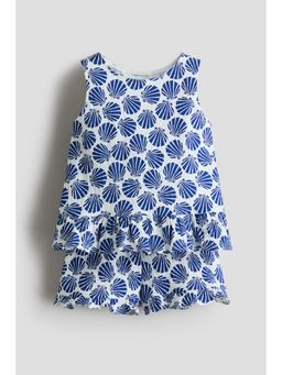 H&M - Girls White 2-Piece Crinkled Cotton Set