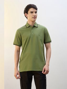 Nobero - Men Green Cotton Lycra Blend Upf 50+ Sun Protection Polo T-Shirt