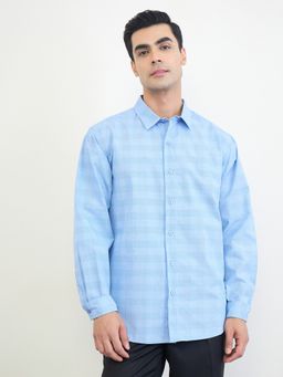 Styli - Men Blue Regular Fit Full Sleeve Smart Check Shirt