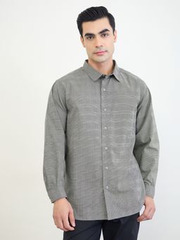 Styli - Men Grey Regular Fit Full Sleeve Smart Check Shirt