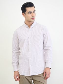 Styli - Men Lavender Regular Fit Full Sleeve Smart Check Shirt
