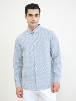 Styli - Men Blue Regular Fit Full Sleeve Smart Check Shirt