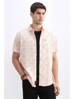 Allen Solly - Men Peach Print Half Sleeves Casual Shirt