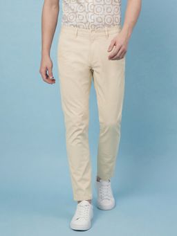 Being Human - Men Beige Mid Rise Cropped Trousers