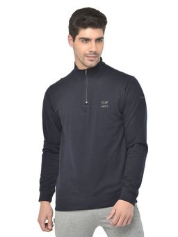 WOODLAND - Men Navy Blue Fs R Neck Zipper Sweatshirt