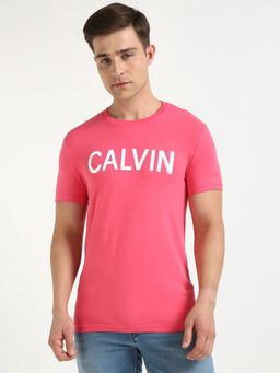 Calvin Klein - Men Pink Logo Slim Fit Cotton T-Shirt