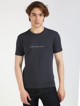 Calvin Klein - Men Charcoal Logo Slim Fit Cotton T-Shirt