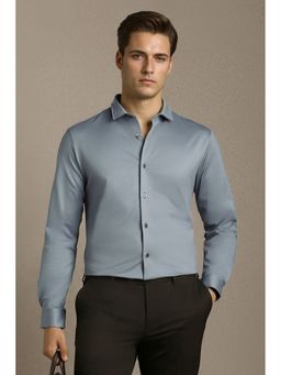 Louis Philippe - Men Grey Slim Fit Solid Full Sleeves Formal Shirt