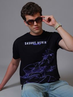 Free Authority - Official Naruto Sasuke Uchiha Graphic Printed Men Relaxed Fit T-Shirt
