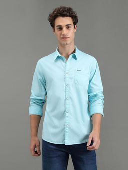 Pepe Jeans - Men Blue Cotton Regular Fit Solid Shirt