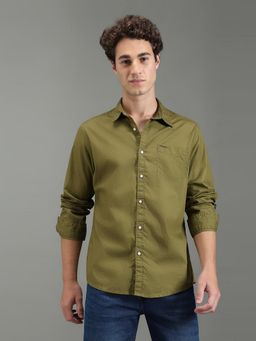 Pepe Jeans - Men Green Cotton Regular Fit Solid Shirt