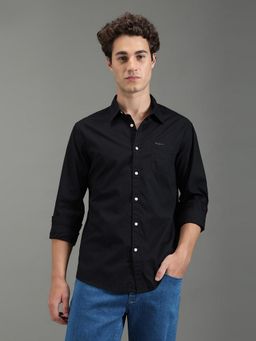 Pepe Jeans - Men Black Cotton Regular Fit Solid Shirt