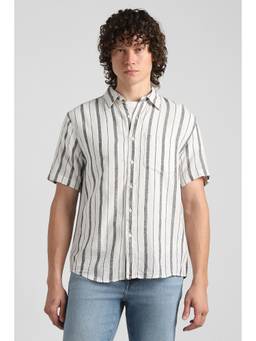 American Eagle - Men White Short-Sleeve Button-Up Shirt