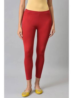 W - Red Solid Leggings