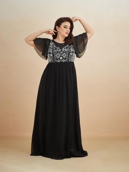 Miss Chase - A+ Curve Collection Plus Size Women's Black Embellished Maxi Dress