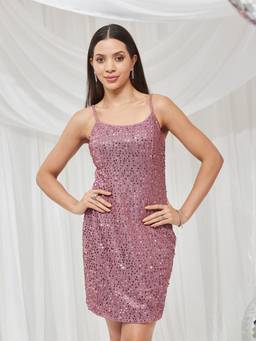 Miss Chase - Women's Pink Sleeveless Bodycon Mini Dress