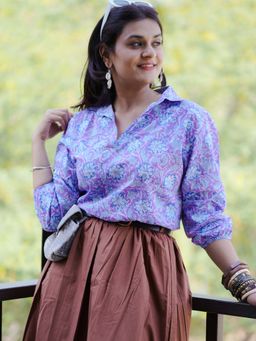 Sassy Sajja - Purple Pansy Floral Printed Top