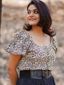 Sassy Sajja - Joshua Hand Block Printed Puff Sleeved Top