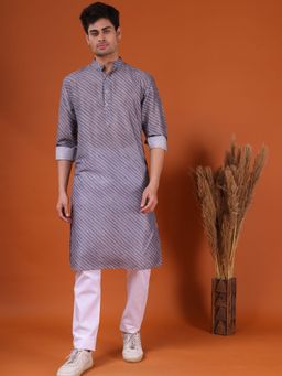 SHIWAM ETHNIX - Mens Grey Jodhpur Silk Kurta