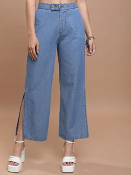 TOKYO TALKIES - Women Mid-Rise Clean Look Relaxed Fit Light Fade Jeans