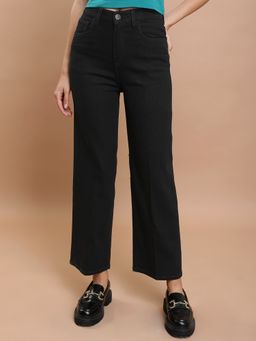 TOKYO TALKIES - Women Flared Mid-Rise Clean Look Straight Fit Stretchable Jeans