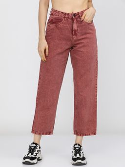 TOKYO TALKIES - Women Rust Mid-Rise Stretchable Jeans