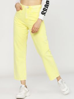 TOKYO TALKIES - Women Yellow Cotton Stretchable Jeans