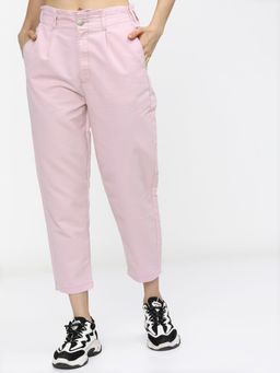TOKYO TALKIES - Women Pastel Pink Regular Fit Jeans
