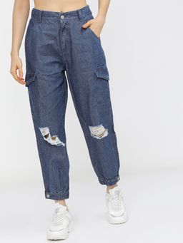 TOKYO TALKIES - Women Blue Mildly Distressed Jeans