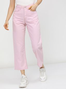 TOKYO TALKIES - Women Pastel Pink Straight Leg Jeans