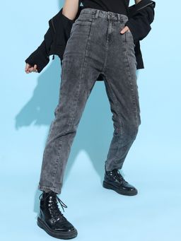 TOKYO TALKIES - Women Grey Straight Fit Heavy Fade Stretchable Jeans