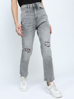 TOKYO TALKIES - Women Grey Straight Jeans
