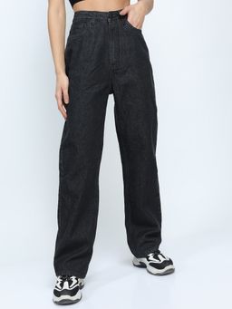 TOKYO TALKIES - Women Black Straight Leg Jeans