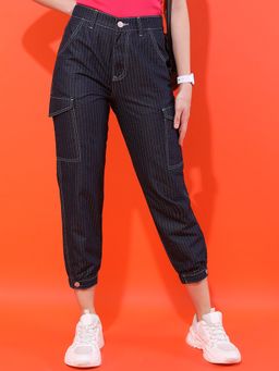 TOKYO TALKIES - Women Navy Blue Printed Jogger Jeans