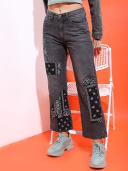 TOKYO TALKIES - Women Black Light Fade Printed Stretchable Jeans