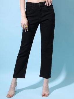 TOKYO TALKIES - Women Black Cotton Mid Rise Jeans