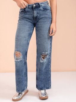 TOKYO TALKIES - Women Blue Straight Leg Denim Jeans