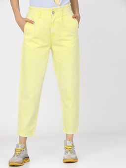 TOKYO TALKIES - Women Yellow Mid-Rise Regular Fit Stretchable Jeans