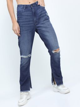 TOKYO TALKIES - Women Blue Straight Light Fade Jeans