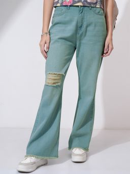 TOKYO TALKIES - Women Blue Mid Rise Bootcut Jeans