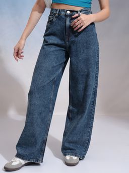 TOKYO TALKIES - Women Blue Mid Rise Wide Jeans