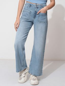TOKYO TALKIES - Women Blue Wide Leg Jeans