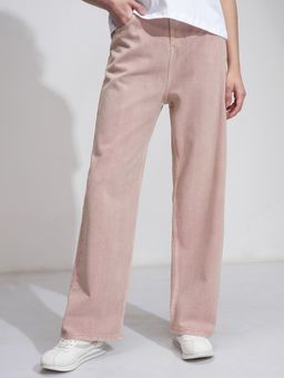 TOKYO TALKIES - Women Pink Wide Leg Jeans