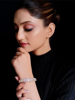 AG'S - Vandita American Diamond Gold Plated Flexible Bracelet