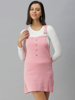 SHOWOFF - Women Solid Pink Jumper Dress