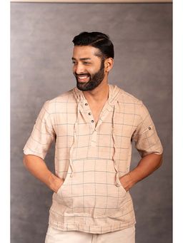 Thread Game - Men Beige Khadi Hoodie