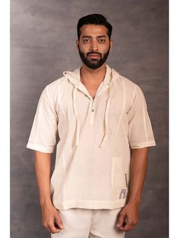 Thread Game - Men Off White Khadi Hoodie