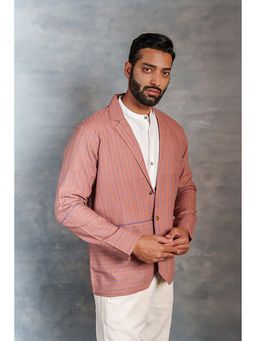Thread Game - Men Rust Khadi Peak Lapel Jacket