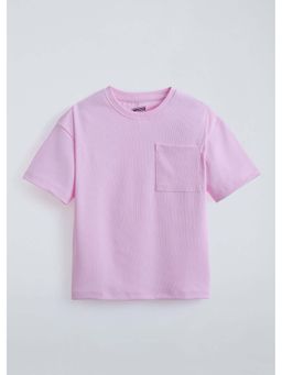Hopscotch - Pink Ribbed Patch Pocket T-Shirt